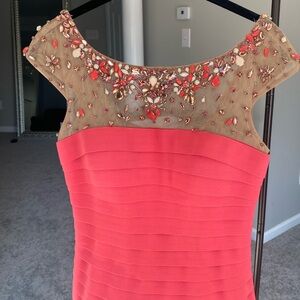 Sherri Hill Beaded Coral Bandage Dress